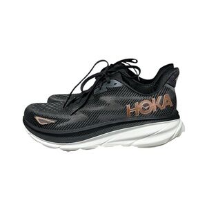 🌻Excellent Cond. Hoka Clifton 9 Black Rose Gold Running Shoes Size 11